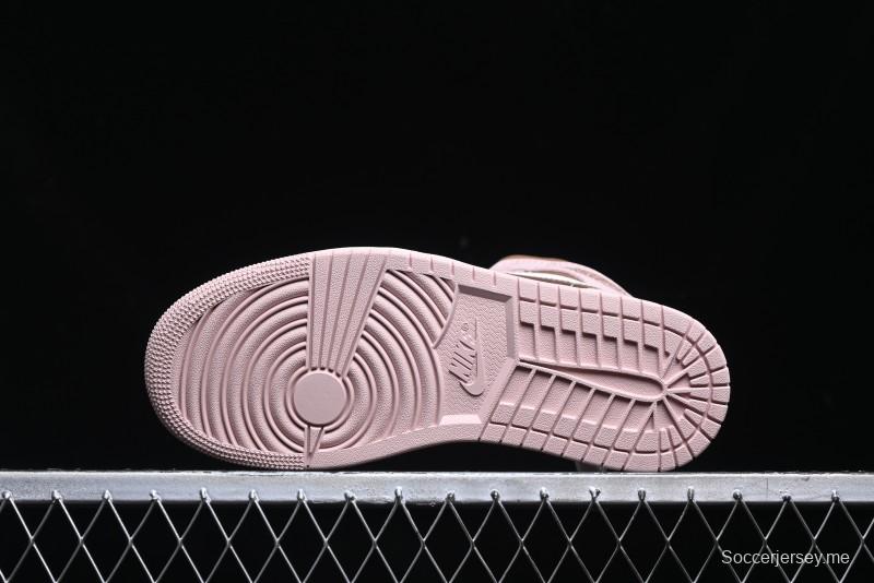 Nike Air Jordan 1 Mid AJ1 Basketball Shoes in Khaki Pink - BQ6472-620