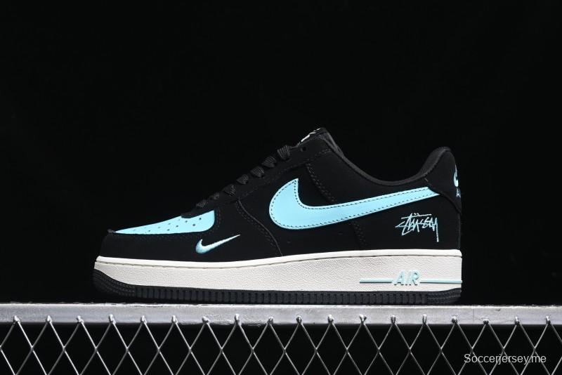 Nike Air Force 1 '07 Low Stussy Collaboration - Black Tiffany Low-Top Casual Sneakers - KK1988-030