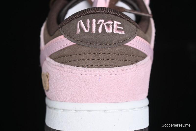 Nike Dunk Low 85 Double Swoosh Series Strawberry Chestnut SB Low Top Casual Skate Shoes - HV1799-161