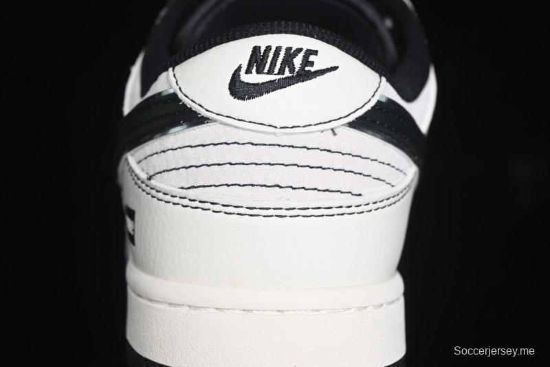 Nike SB Dunk Low Supreme Collaboration - Black Stitch Mini Swoosh Custom Low-Top Casual Skate Shoes - XX3186-302