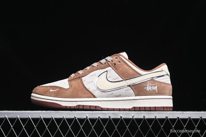 Nike SB Dunk Low Stussy Collaboration - Mummy Brown Anniversary Custom Low-Top Casual Sneakers - XX3168-601