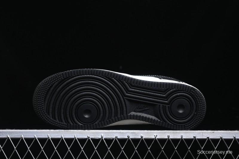 Nike Air Force 1 '07 Low Stussy Collaboration - Black White Mini Swoosh Low-Top Casual Sneakers - SJ6698-010