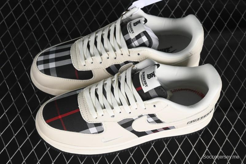 Nike Air Force 1 '07 Low Burberry Collaboration - White Black Check Low-Top Casual Sneakers - DF0180-005