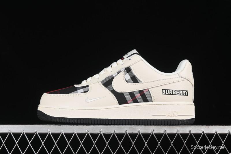 Nike Air Force 1 '07 Low Burberry Collaboration - White Black Check Low-Top Casual Sneakers - DF0180-005