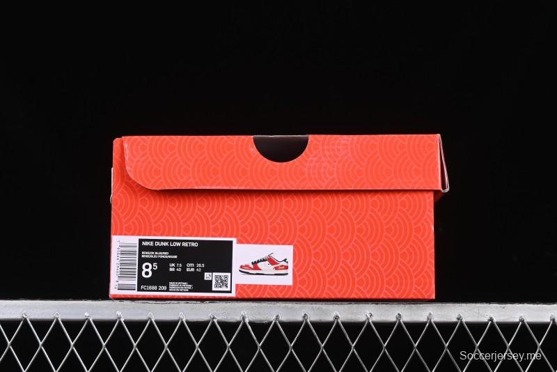 Nike SB Dunk Low Supreme Collaboration - China Red with 3D White Swoosh Anniversary Custom Low-Top Casual Sneakers - FC1688-209