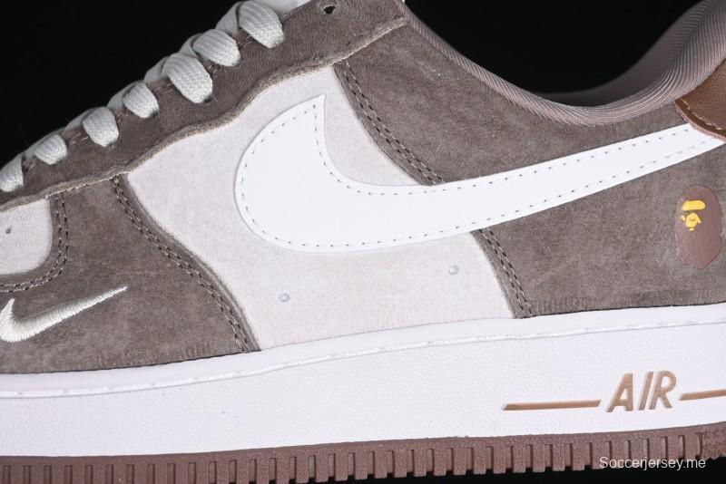 Nike Air Force 1 '07 Low Bape Collaboration Brown White Swoosh Low-Top Casual Sneakers - KK1988-035