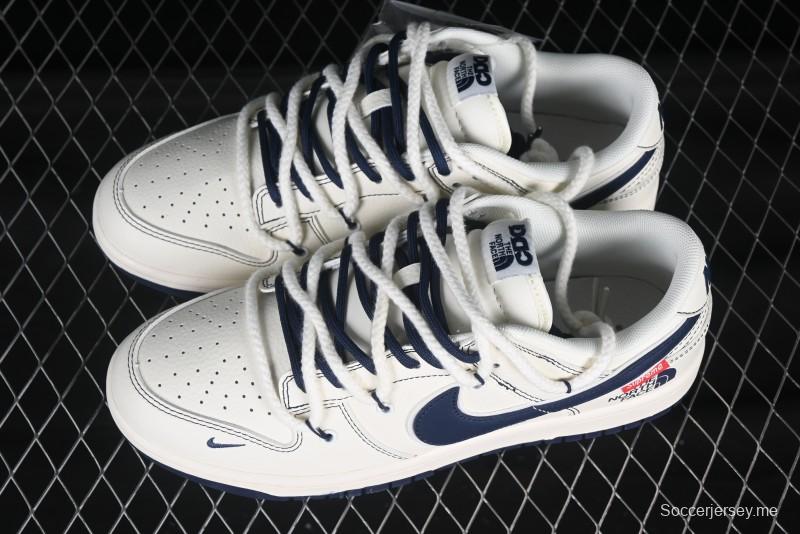 Nike SB Dunk Low The North Face x Supreme Triple Collaboration Strap White with Blue Swoosh Anniversary Custom Low-Top Casual Skate Shoes - YC5066-262