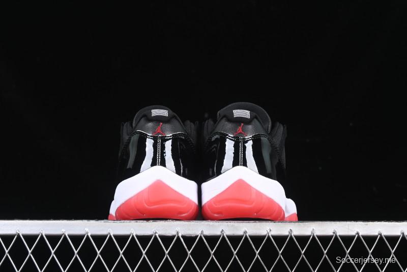 Nike Air Jordan 11 Low Bred Basketball Shoes with Patent Leather and Carbon Fiber - FV5104-006