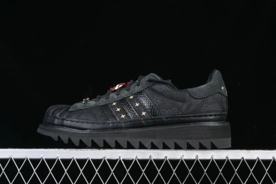 Adidas Superstar JR5114 Clot Collaboration Shell Toe Skate Shoes with Perforated Leather Upper - JR5114