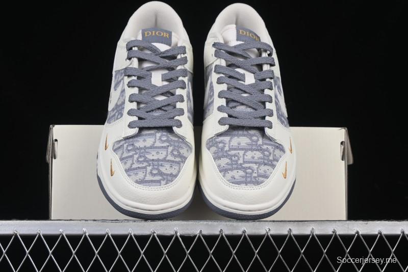 Nike SB Dunk Low Dior x Stone Island Triple Collaboration - Anniversary High-End Custom Low-Top Casual Sneakers - DM6868-043