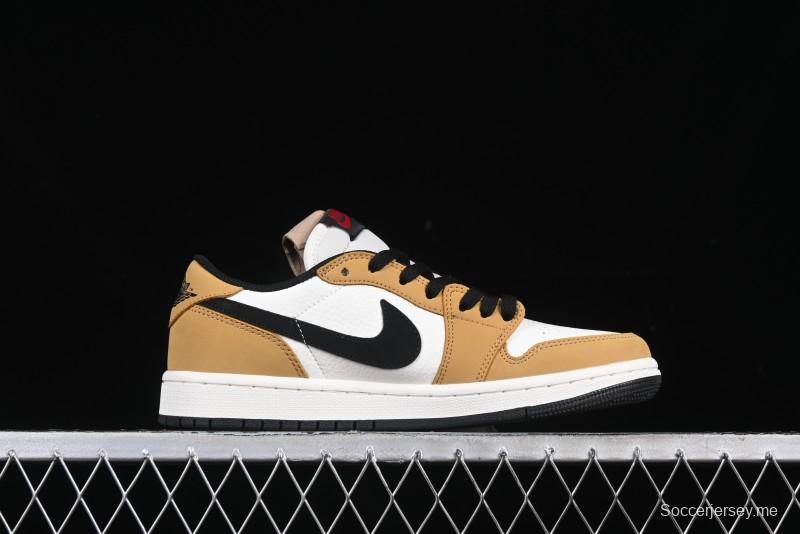 Nike Air Jordan 1 Low OG AJ1 White Yellow Black Swoosh Casual Sneakers - CZ0790-107