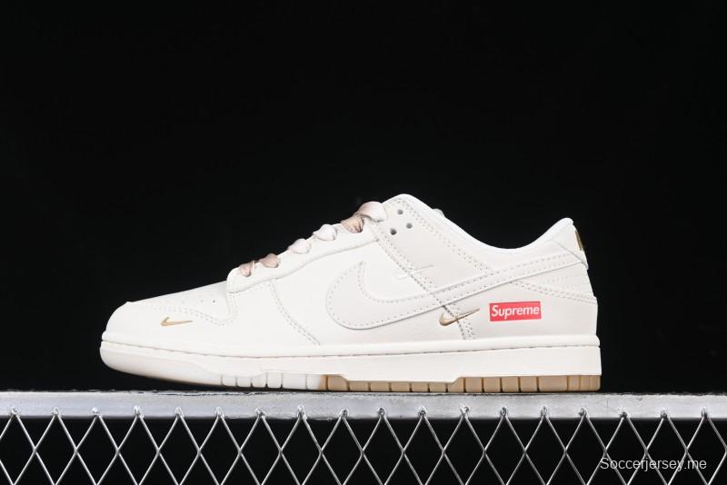 Nike SB Dunk Low Supreme Collaboration Two-Tone Khaki Anniversary High-End Custom Low-Top Casual Skate Shoes - BB8675-111