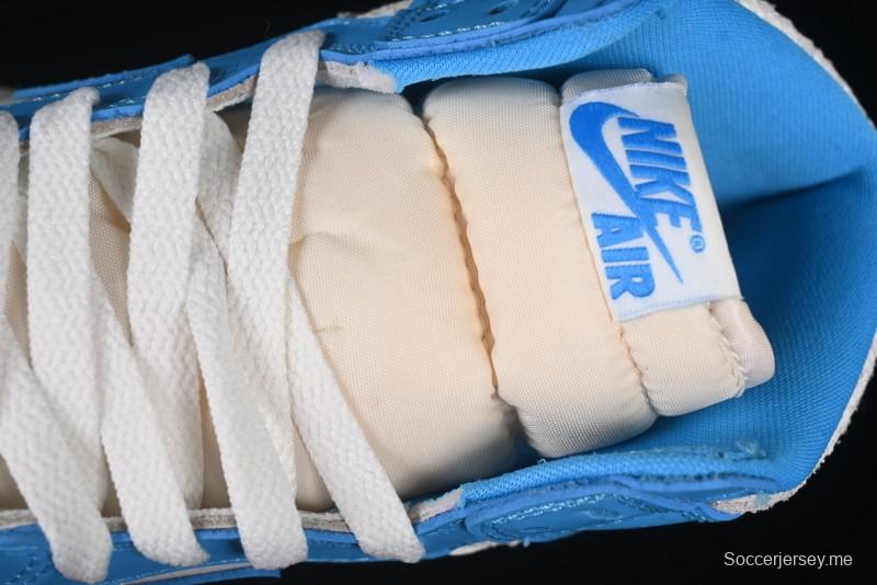 Nike Air Jordan 1 High OG "UNC Reimagined" Retro Basketball Shoes with Cracked Leather and Vintage Midsole - DZ5485-402