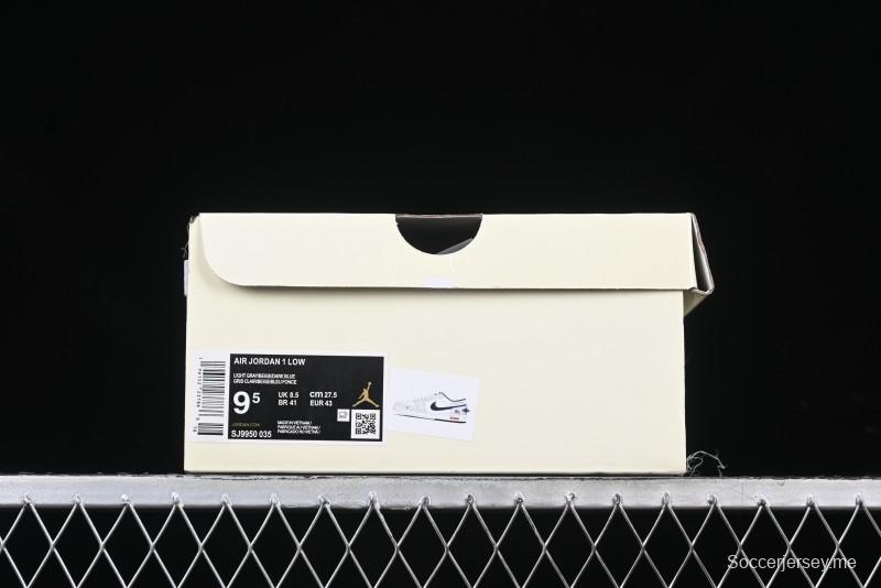 Nike Air Jordan 1 Low Stussy Collaboration Blue Suede Retro Basketball Shoes - SJ9950-035