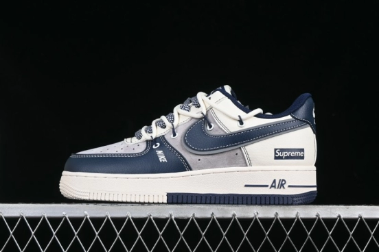 Nike Air Force 1 '07 Low Supreme Collaboration Beige Blue Low-Top Casual Sneakers - DM6688-018