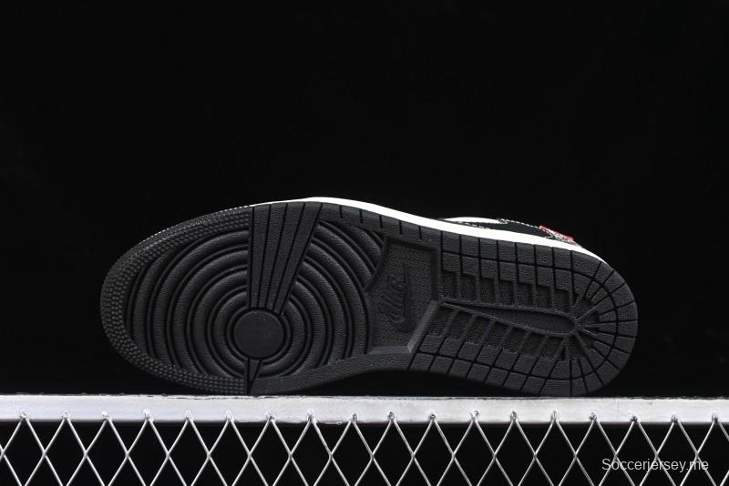 Nike Travis Scott x Fragment Design x Air Jordan 1 Low OG SP AJ1 Snake Year Limited Python Texture Low-top Casual Sneakers - SJ2068-144