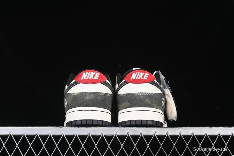 Nike SB Dunk Low Stussy Collaboration - Camo Black Swoosh Anniversary High-End Custom Low-Top Casual Sneakers - DM6868-011
