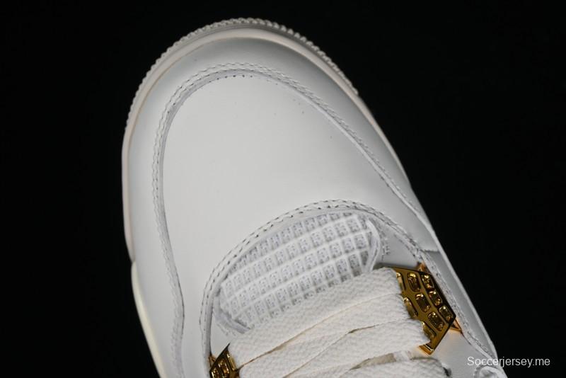 Nike Air Jordan 4 Retro Sneakers with Metallic Gold Design - AQ9129-170