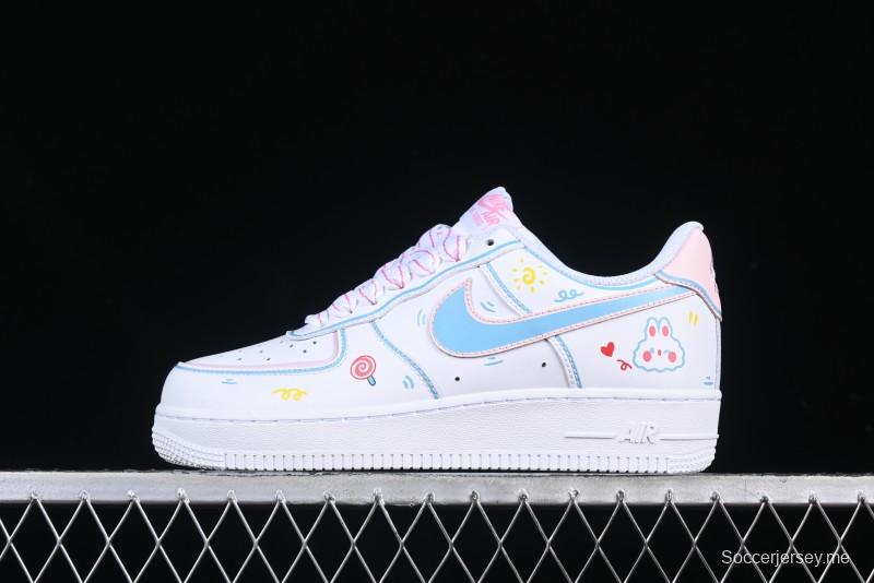 Nike Air Force 1 '07 Low Valentine's Day Limited Edition 2D Hand-Painted Graffiti Lollipop Casual Sneakers - TY0301-111