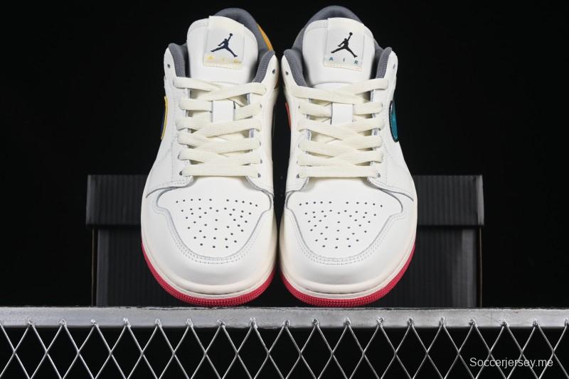 Nike Air Jordan 1 Low AJ1 Mismatched Swoosh Casual Sneakers - HV4511-133