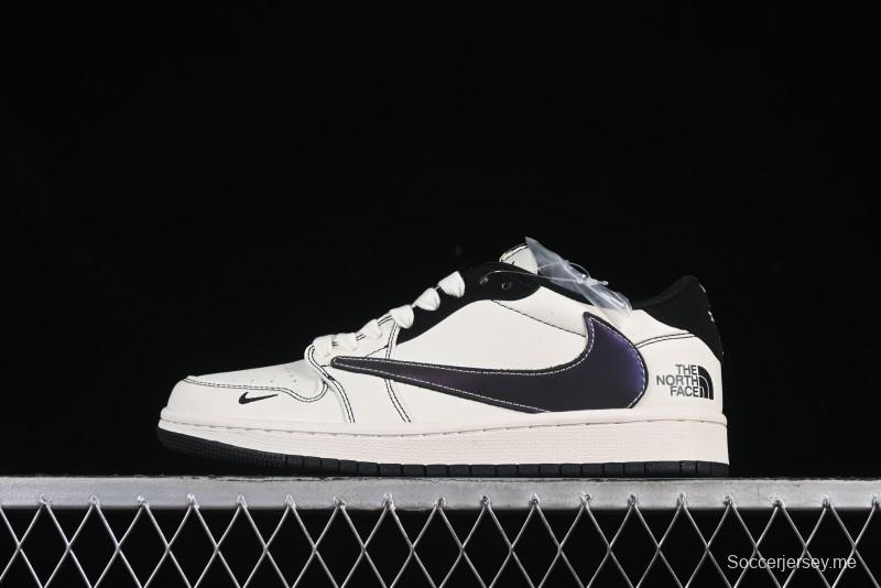 Nike Travis Scott x Fragment Design x Air Jordan 1 Low OG SP Casual Sneakers with Reverse Swoosh - XS6089-500