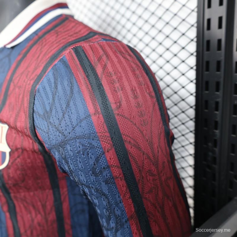 إصدار اللاعب 25/26 قميص بولو بأكمام طويلة بأكمام طويلة من قميص بولو حديث لنادي برشلونة