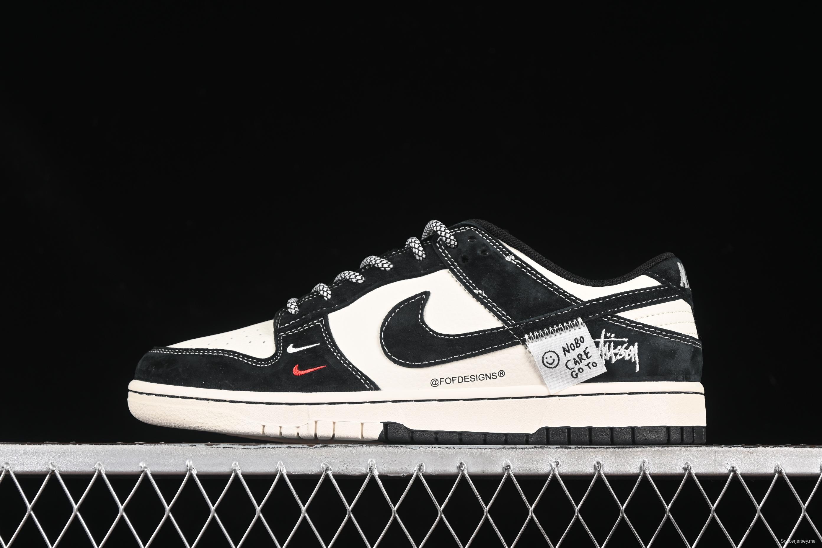 Nike SB Dunk Low Stussy Patch Black Swoosh Anniversary Custom Low-Top Casual Skate Shoes - YX5066-295
