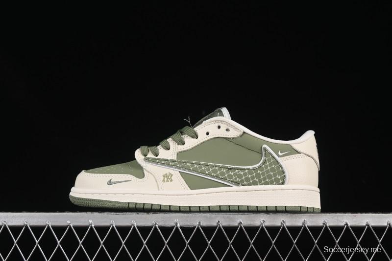 Nike Travis Scott x Fragment Design x Air Jordan 1 Low OG SP AJ1 MLB Collaboration Low-Top Casual Sneakers - XS2024-017