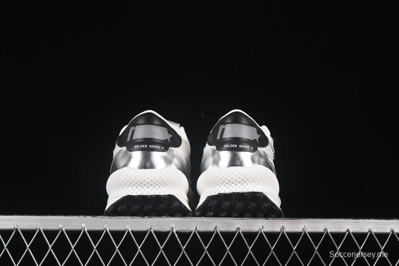 Golden Goose Marathon Comfortable Low-Top Lifestyle Sneakers in White Black Silver - H8D4