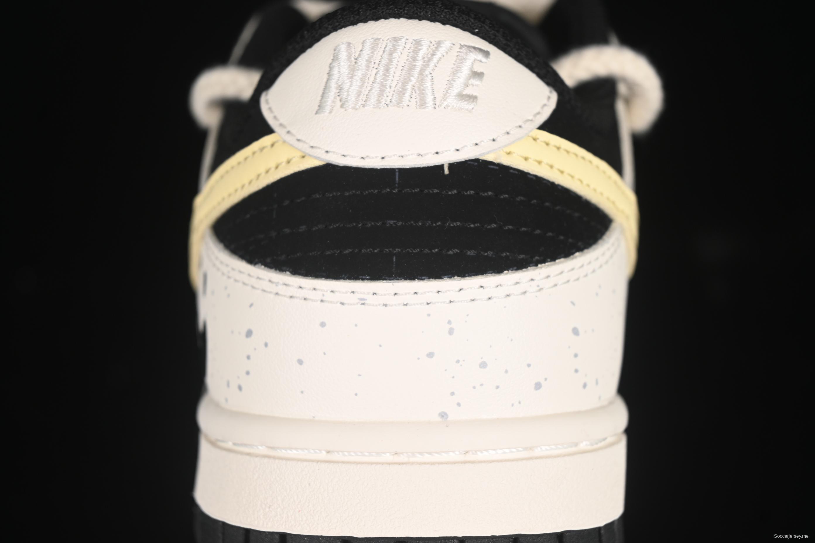 Nike Dunk Low Retro Casual Sneakers with Panda Cheesy Colorway and Splatter Effect - DD1391-100