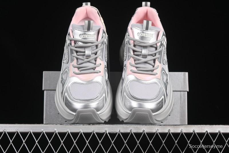 GG-CC 25ss حذاء رياضي مكتنزة جديد بمنصة مكتنزة بزيادة ارتفاع 7 سم وتصميم غير منتظم - 668-2 فضي