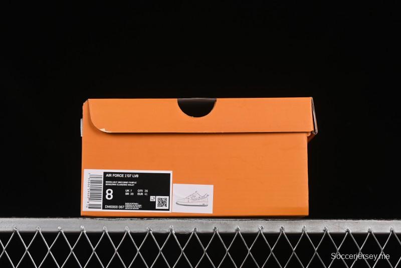 حذاء نايك اير فورس 1 '07 منخفض من نايك اير فورس 1 '07 LV Collaboration Swoosh باللون الرمادي برباط رمادي كاجوال - DM686868-067