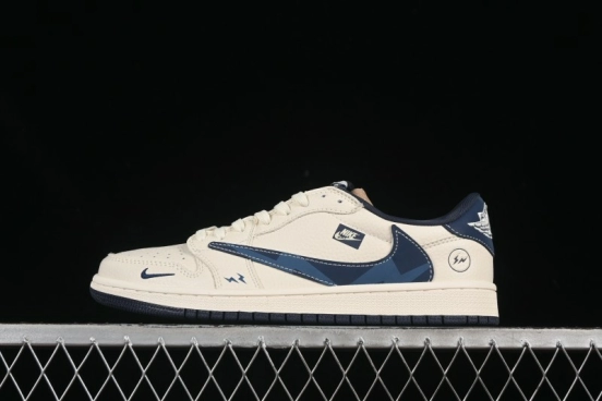 حذاء نايك ترافيس سكوت x Fragment Design x Air Jordan 1 Low OG SP AJ1 AJ1 Lightning Blue Hook ذو الرقبة المنخفضة الكاجوال - LD2025-022