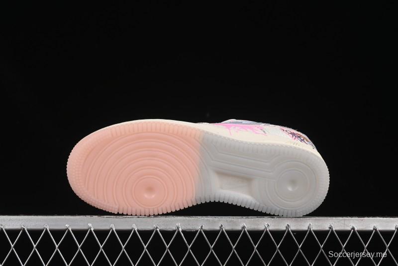 حذاء نايك اير فورس 1'07 المنخفض من نايك اير فورس 1'07 لون وردي وأزرق لوف إصدار محدود كاجوال - CW1574-058