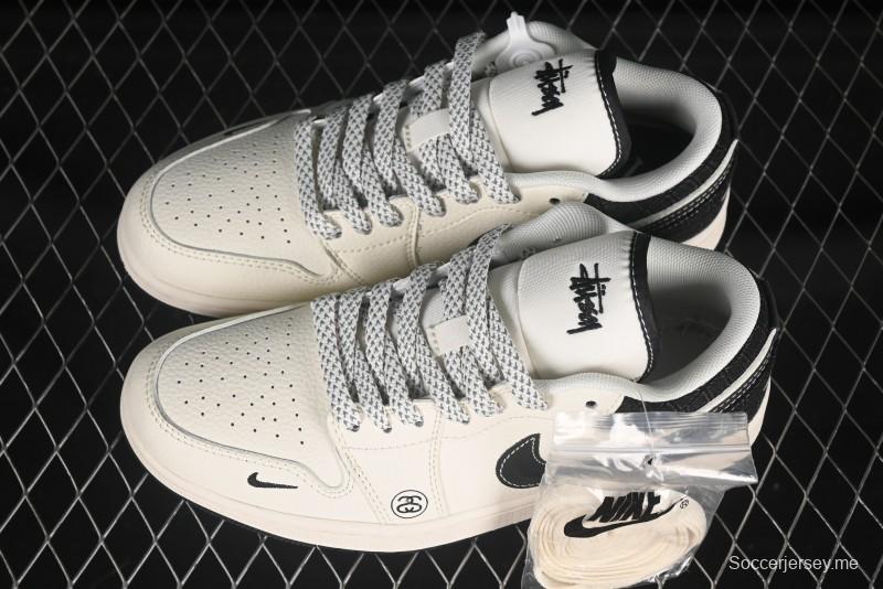 حذاء كرة السلة نايك اير جوردان 1 لاو AJ1 ستوسي ستوسي بيج بيج أسود كانفاس مخصص لكرة السلة الراقية - XS6086-561