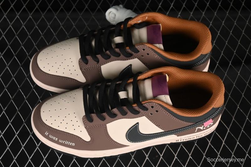 حذاء تزلج نايك SB Dunk Low باللون الأسود والبني منخفض الكاجوال - MU0232-370