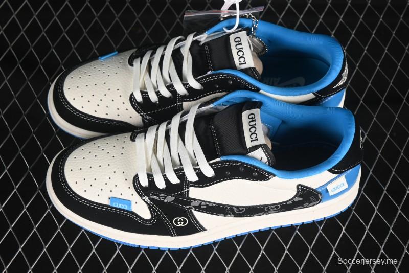 حذاء نايك ترافيس سكوت x Fragment Design x Air Jordan 1 Low OG SP SP AJ1 Collaboration من نايك باللون الأزرق/ الأسود - XS2024-037