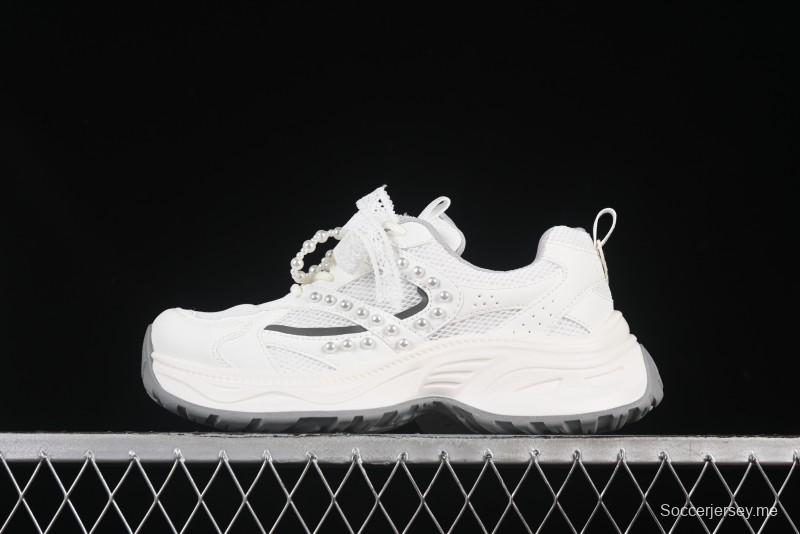 حذاء أبي كاجوال من الدانتيل الدانتيل سلسلة اللؤلؤ - 250310 أبيض