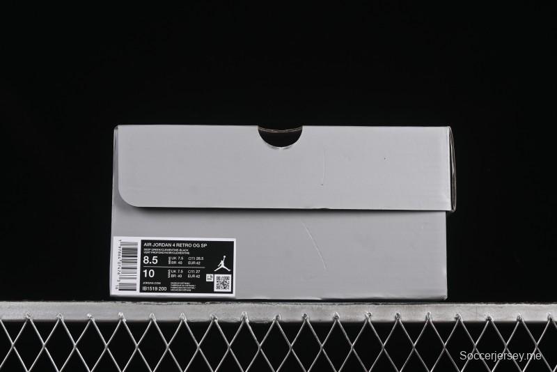 حذاء نايك Undefeated x Air Jordan 4 OG من نايك أنديفايتد باللون الأخضر الزيتوني مع لمسات برتقالية وسوداء - IB1519-200