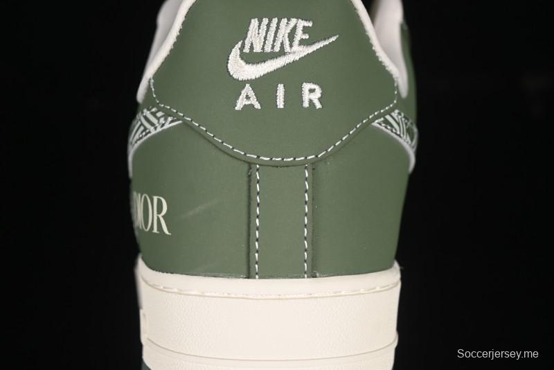 حذاء نايك اير فورس 1'07 منخفض بالتعاون مع ديور باللون الأخضر الداكن المزين بنقوش الأزهار - KK1988-081