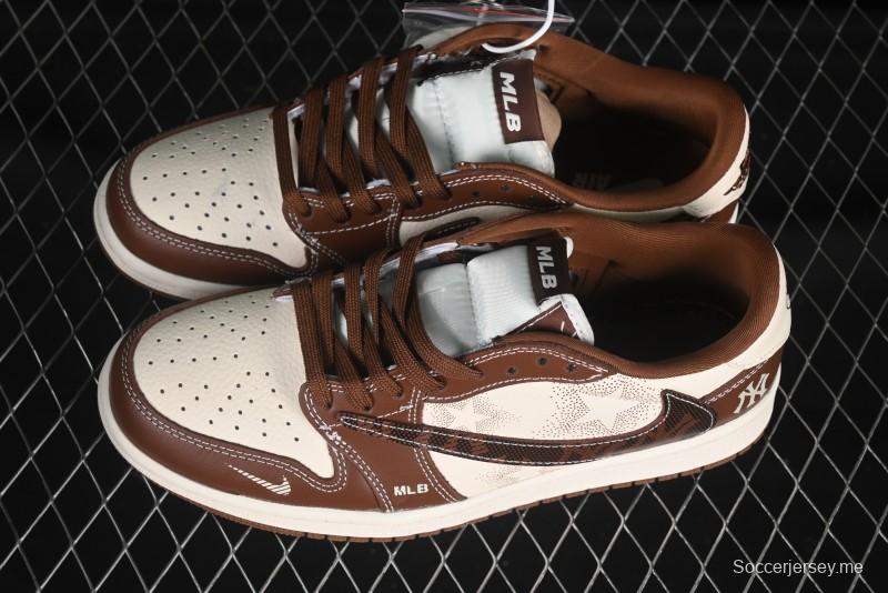 حذاء نايك ترافيس سكوت x Fragment Design x Air Jordan 1 Low OG SP AJ1 MLB Collaboration الكستنائي الكستنائي منخفض الرقبة - XS2024-014