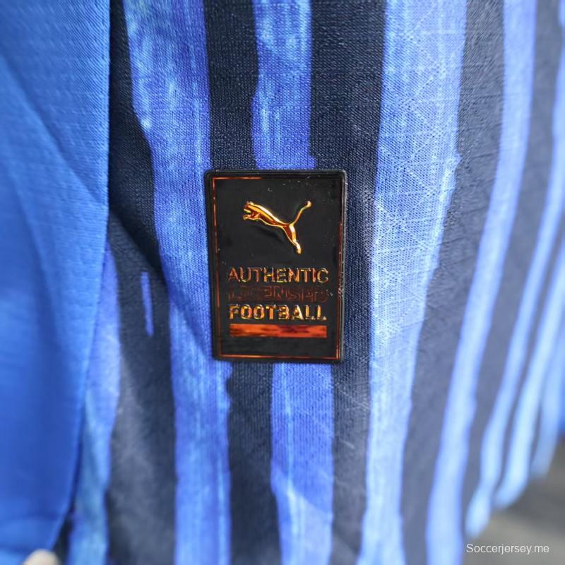 نسخة اللاعب 25/26 قميص الهلال 25/26 أزرق بخطوط عمودية
