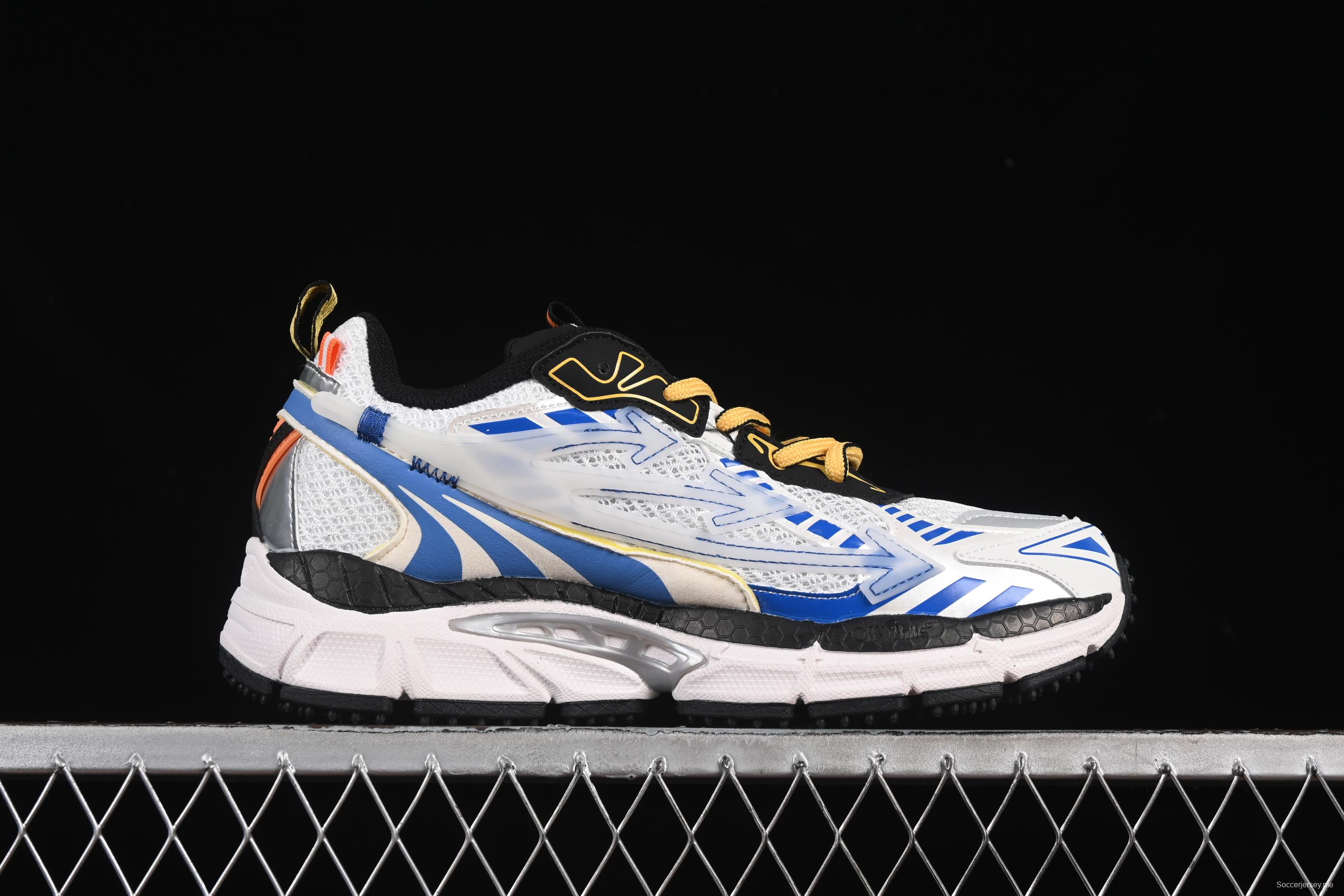 حذاء سنيكرز بي رايت من أوف وايت بي رايت سنيكرز لايف ستايل منخفض الساق باللون الأبيض والأزرق - C.D4