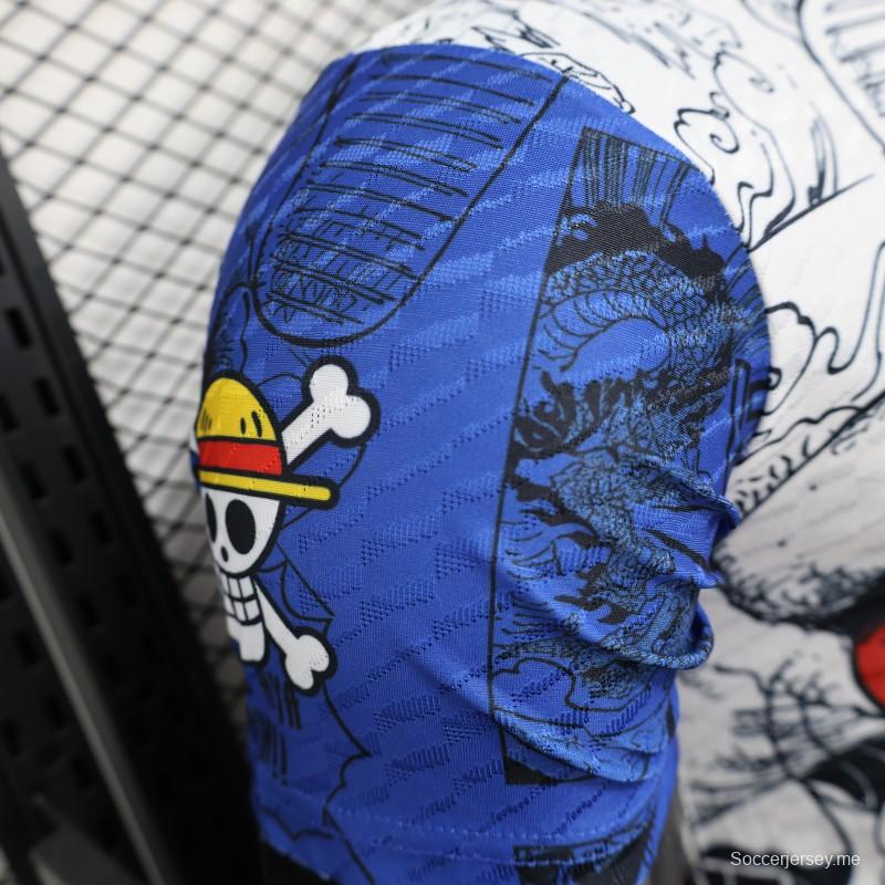 إصدار 2025 لاعب 2025 اليابان أزرق/أبيض مع قميص مانغا من ون بيس