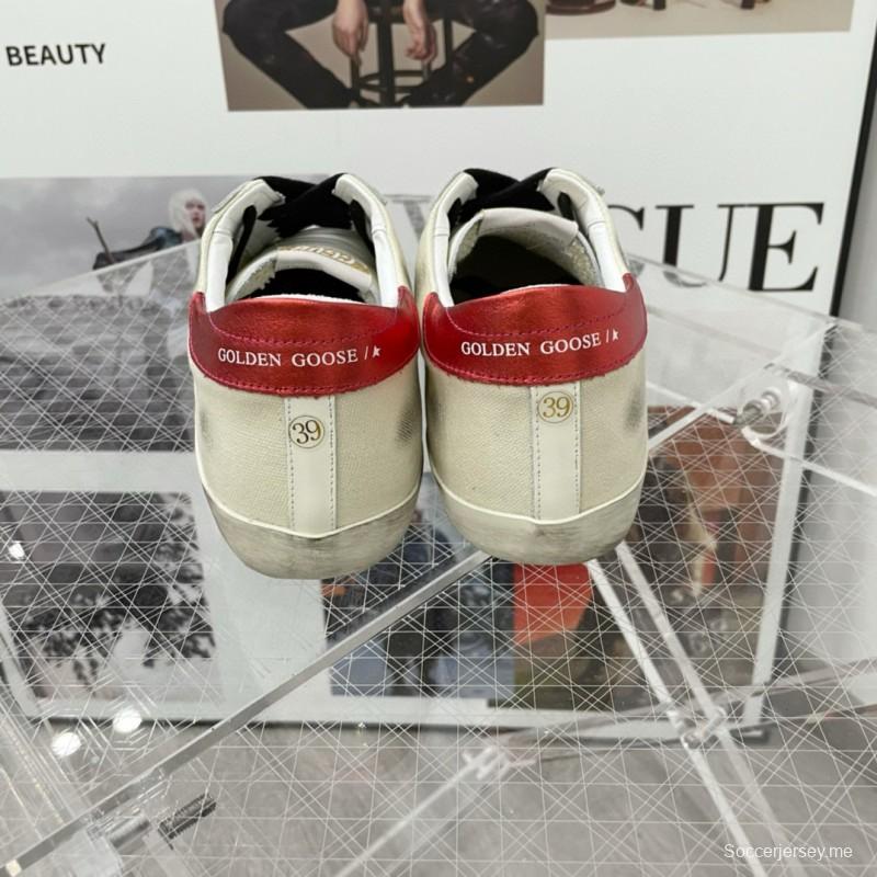 2025 Women GGDB White Red Leather Star Sneakers