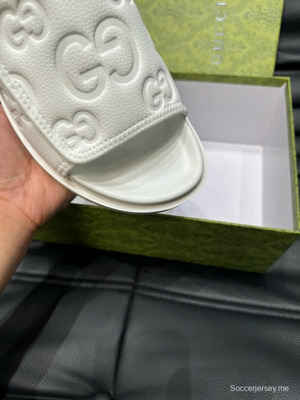 2024 Slippers Gucci White Leather Slippers MJ00200