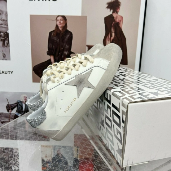 2024 Women GGDB White Grey Leather Suede Sneakers