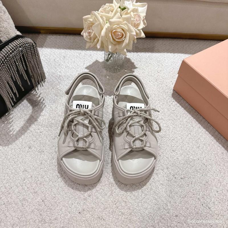 2025 Women Miu Miu White Lycra Sandals LY00280