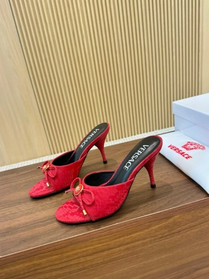 2025 Women VERSACE Red Leather Heels LY00250