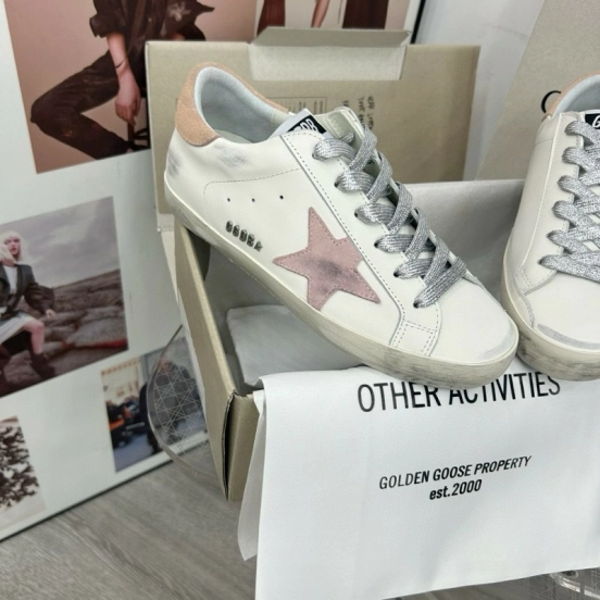 2025 Unisex GGDB White Pink Leather Sneakers